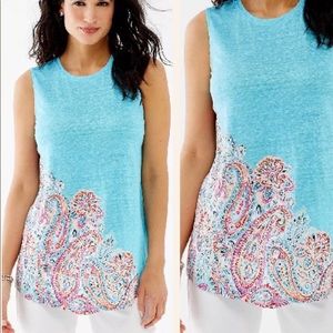 J. Jill Love Linen Blue Paisley Tank Top